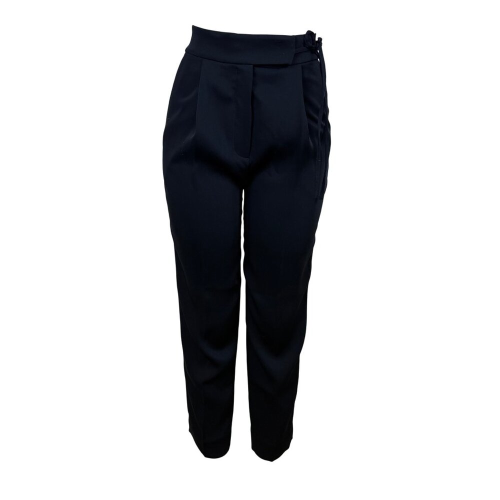 COS Womens Black Polyester Tapered High Waist Pants Side Zip Tailored Fit Sz 2